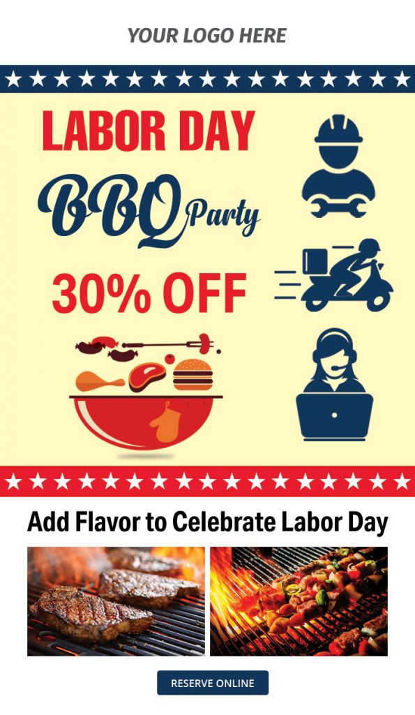 free email template Labor day BBQ party