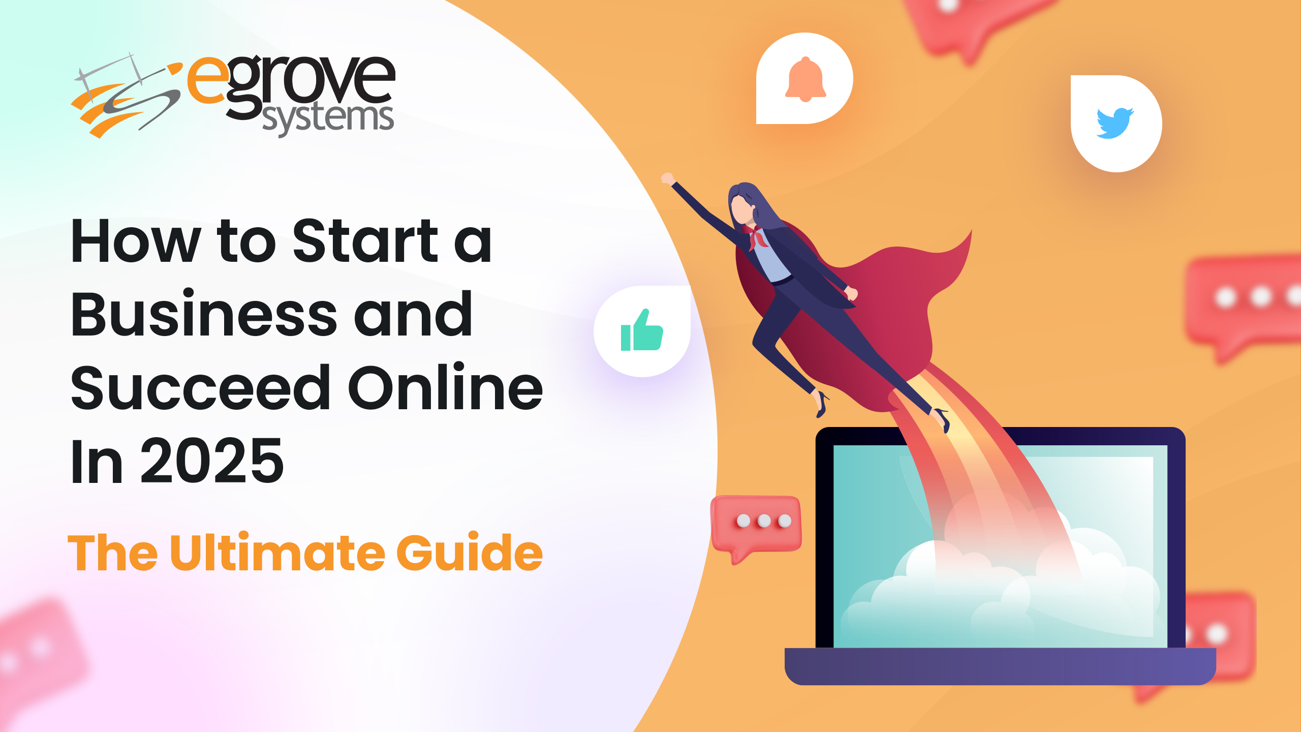 how to start business in 2025 - a businesswoman women flying from a computer—symbolizes success of ecommerce